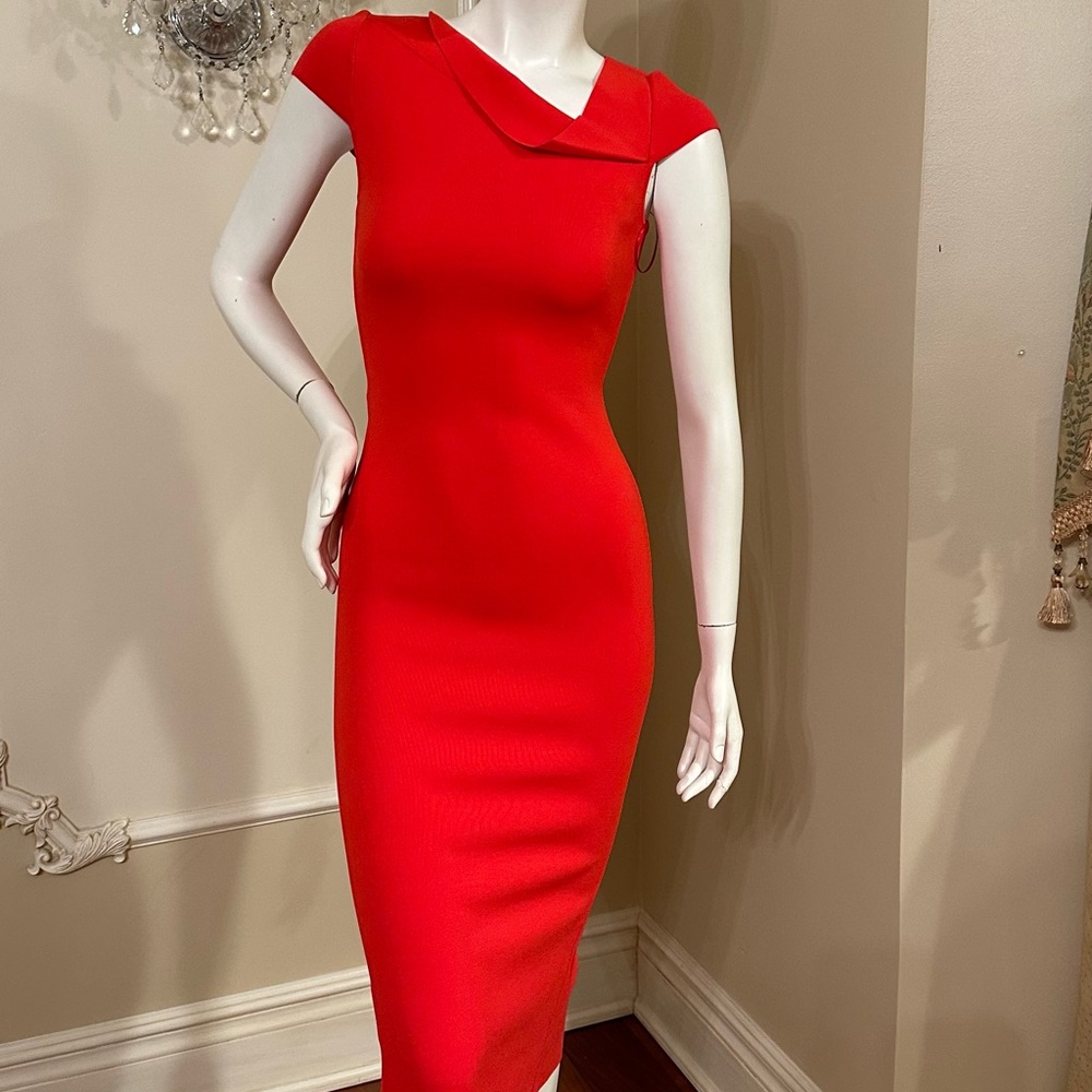 ROLAND MOURET RED DRESS SIZE  XS Condition is "New with tag